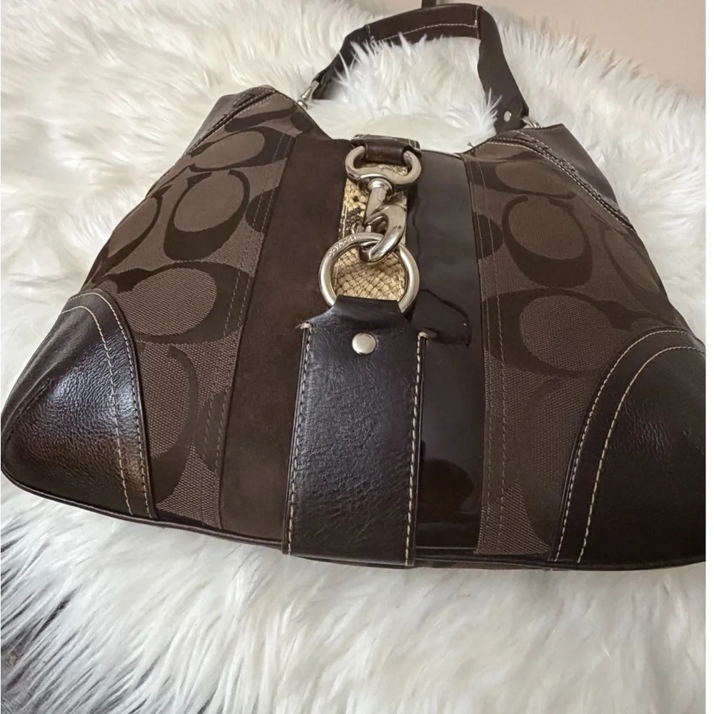 Vintage Y2K Brown Coach Hampton Python Hobo Bag#10260